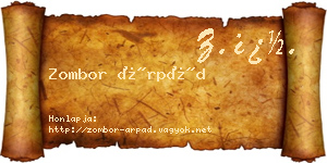 Zombor Árpád névjegykártya